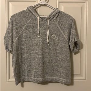 Gray cropped hooded sweater